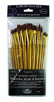 Set 12 pennelli asst., sintetico Taklon Soft A Gold Brown, Royal Langnickel